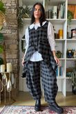 Nora Brushed Cotton Gingham Trapeze Waistcoat Black
